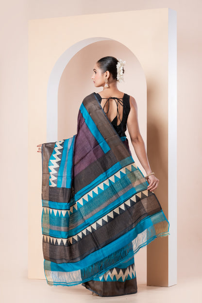 Zari Tussar silk saree- printed