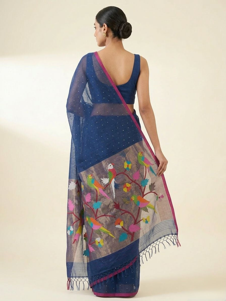 Handspun resham mulberry silk saree
