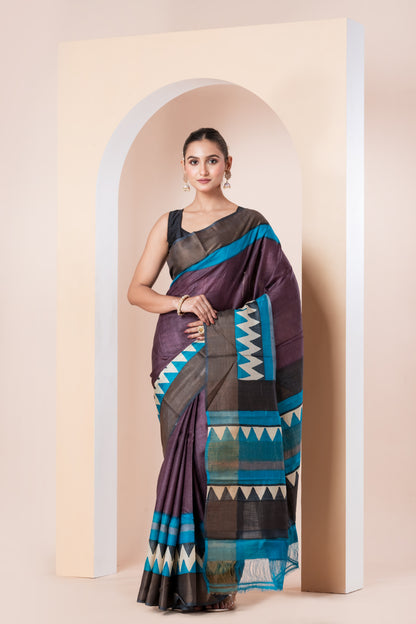 Zari Tussar silk saree- printed