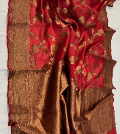 Maroon Kora  Banarasi silk saree
