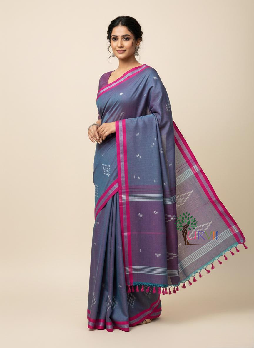 Short color mulmul cotton saree