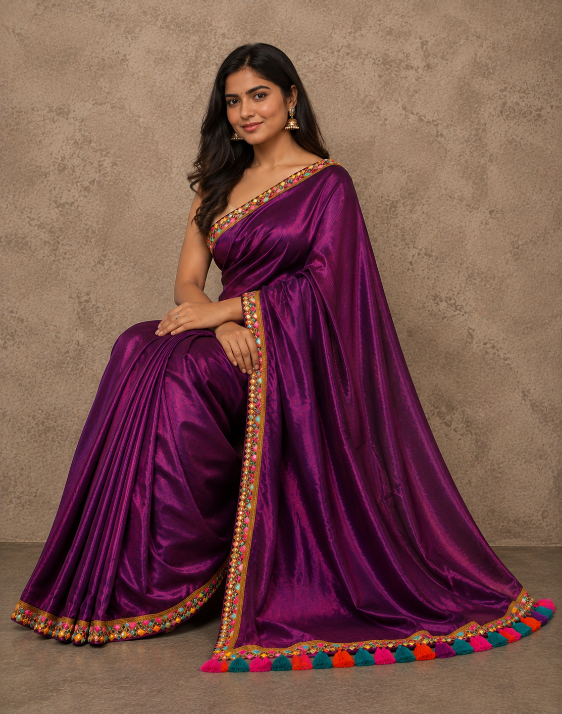 Zari border maroon tone tissue Cotton saree