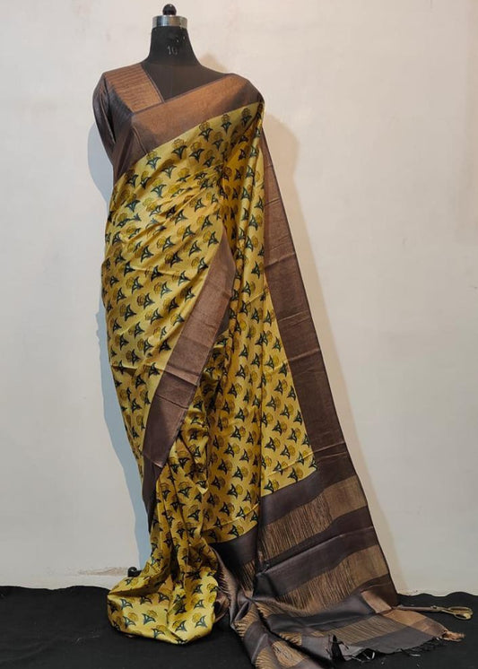 Tussar silk saree- printed