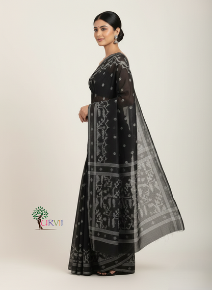 Black Handloom cotton jamdani