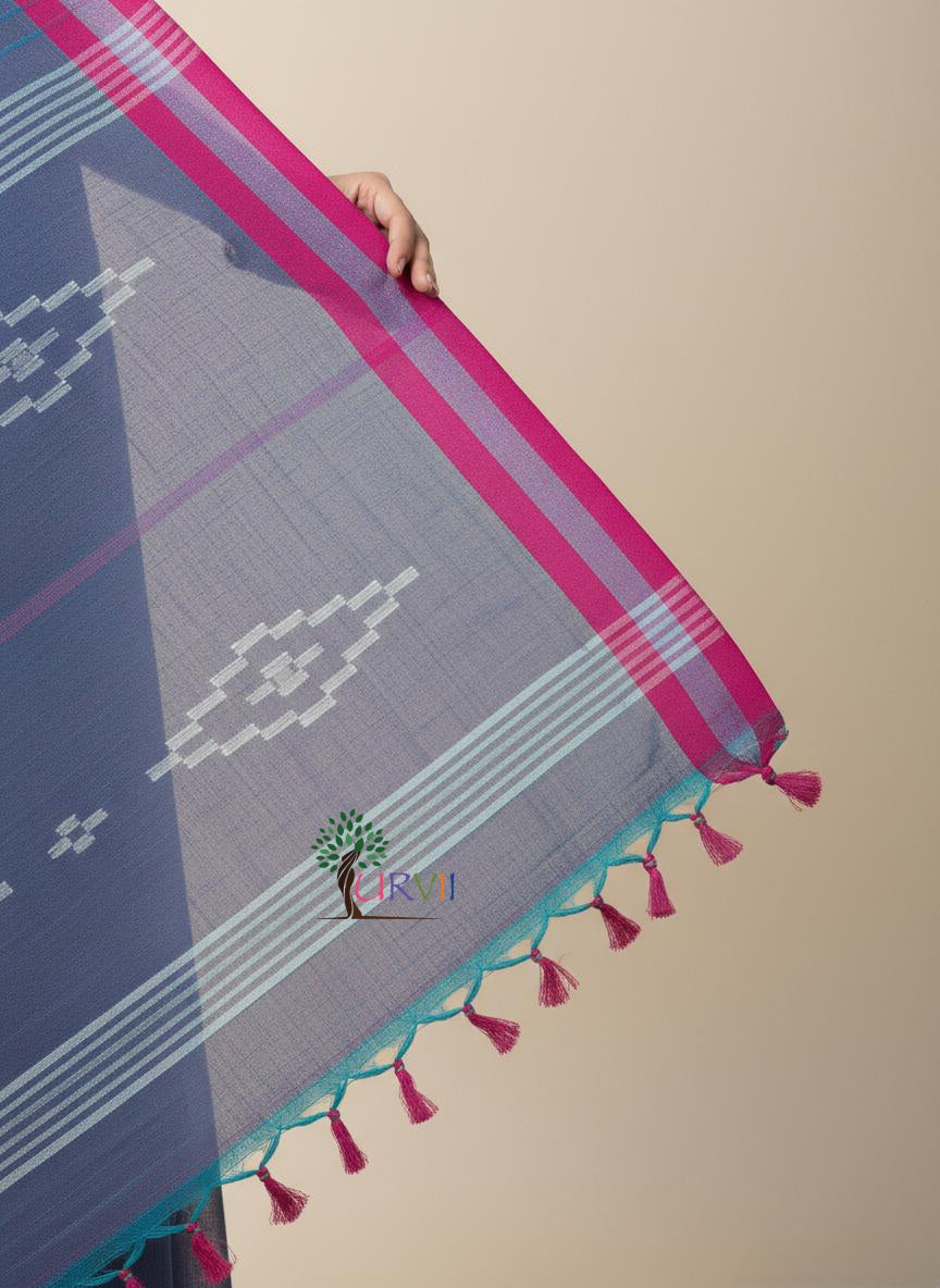 Short color mulmul cotton saree