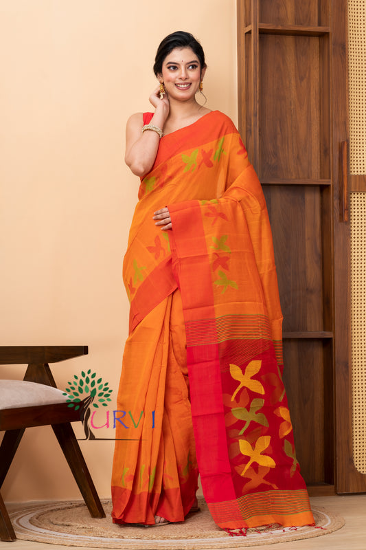 Jasmine Motif Silk Cotton Saree