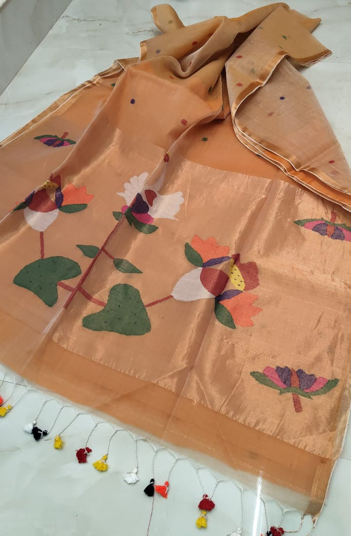 Handspun resham silk saree