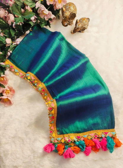 Zari border dual tone tissue Cotton saree