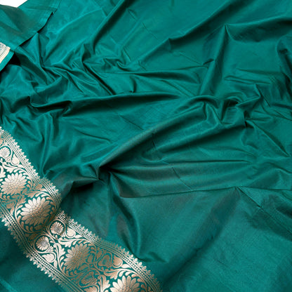 Dark green vintage Banarasi silk saree