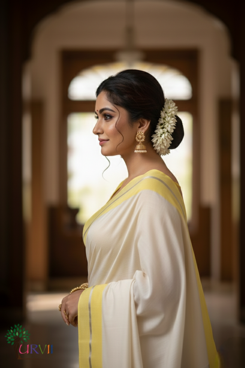 White mulmul cotton saree