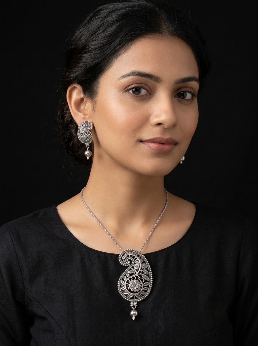 Aam kalka premium silver polish jewelry set