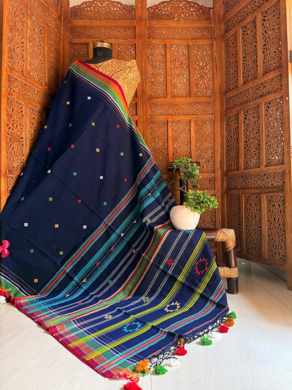 Handspun bhujoudi cotton saree