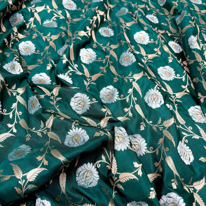 Dark green vintage Banarasi silk saree