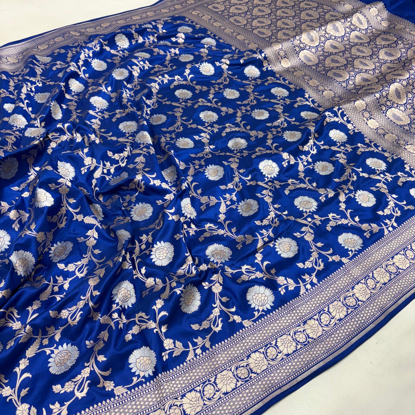 Royal blue vintage Banarasi silk saree