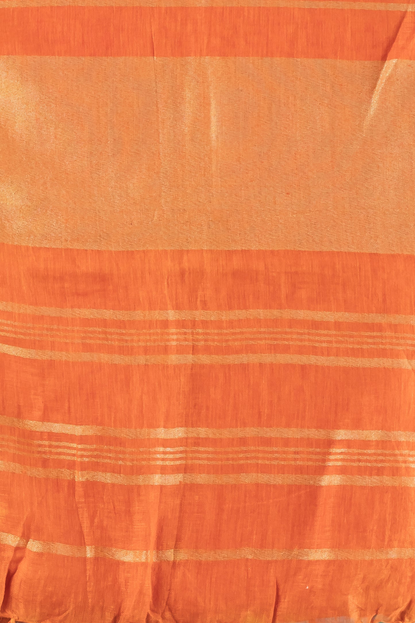 Orange pure linen saree