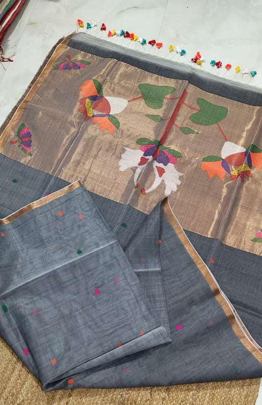 Handspun resham silk saree