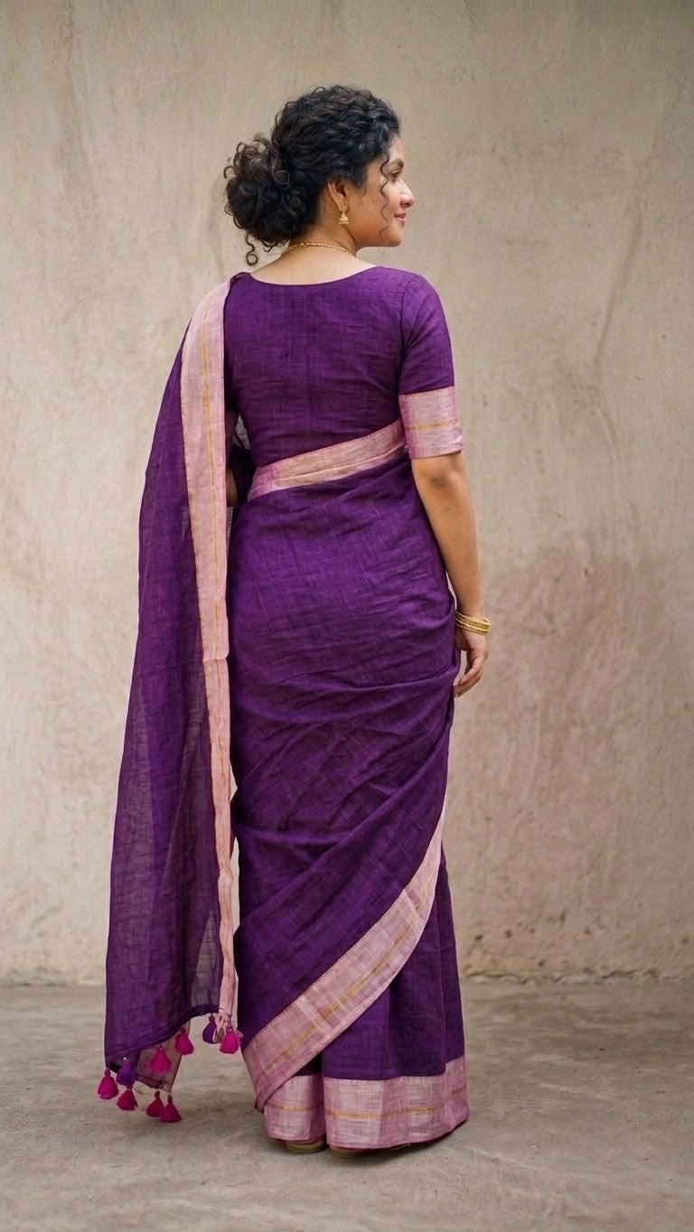 Royal Purple Super Fine Mul Cotton Saree