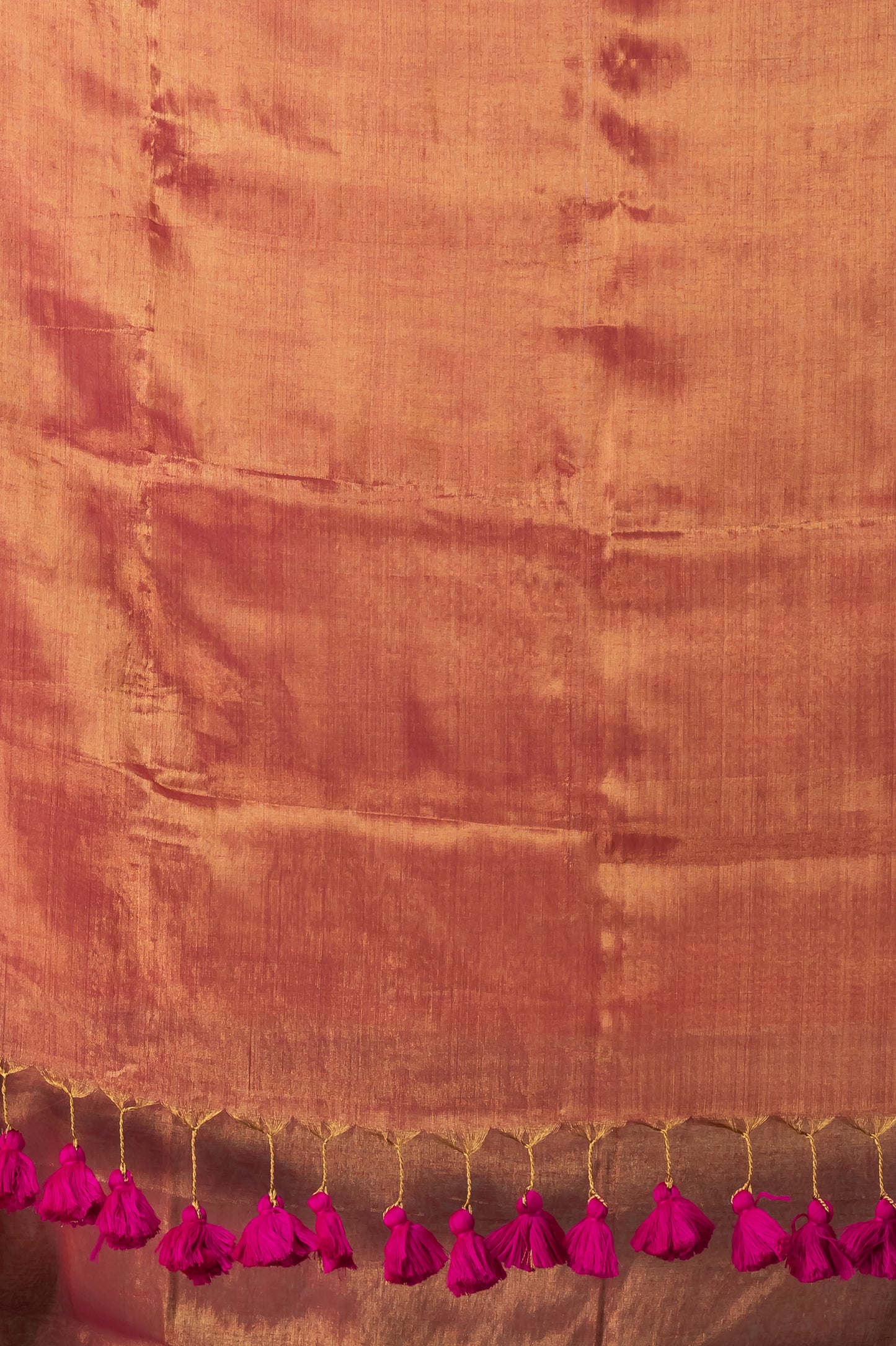 Red & orange metallic fusion tissue cotton saree