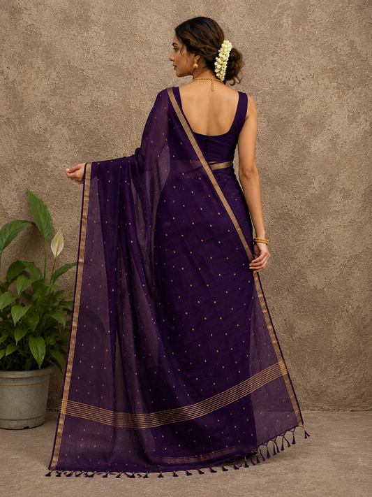 Deep purple Resham silk saree