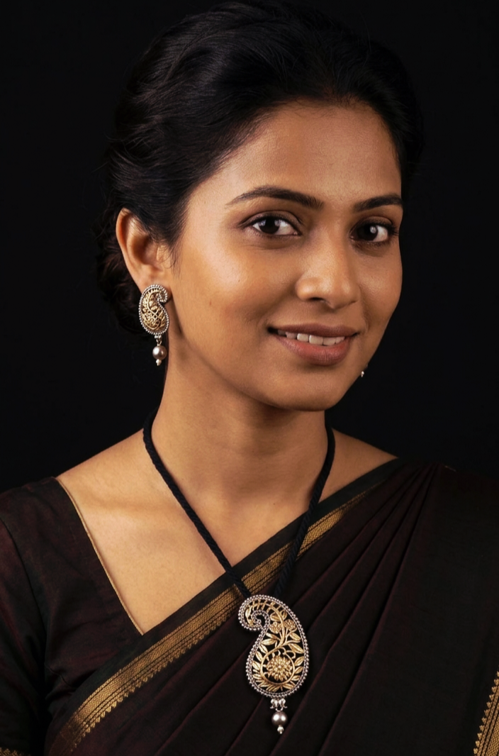 Aam kalka dual tone premium silver polish set tassel