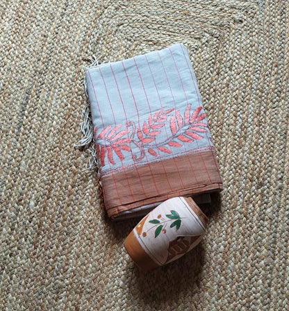 Kantha stitched charkha khadi saree