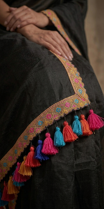 Zari border black tissue Cotton saree