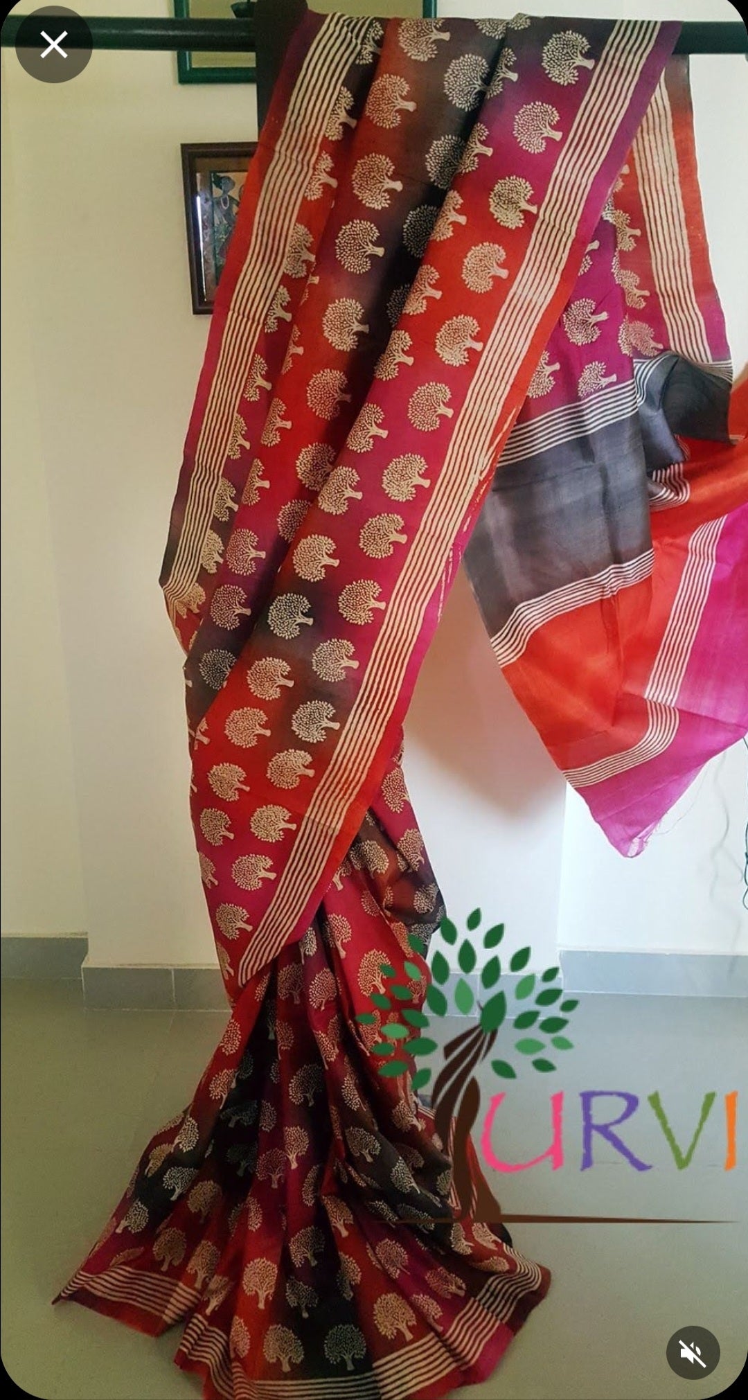 Printed pure silk