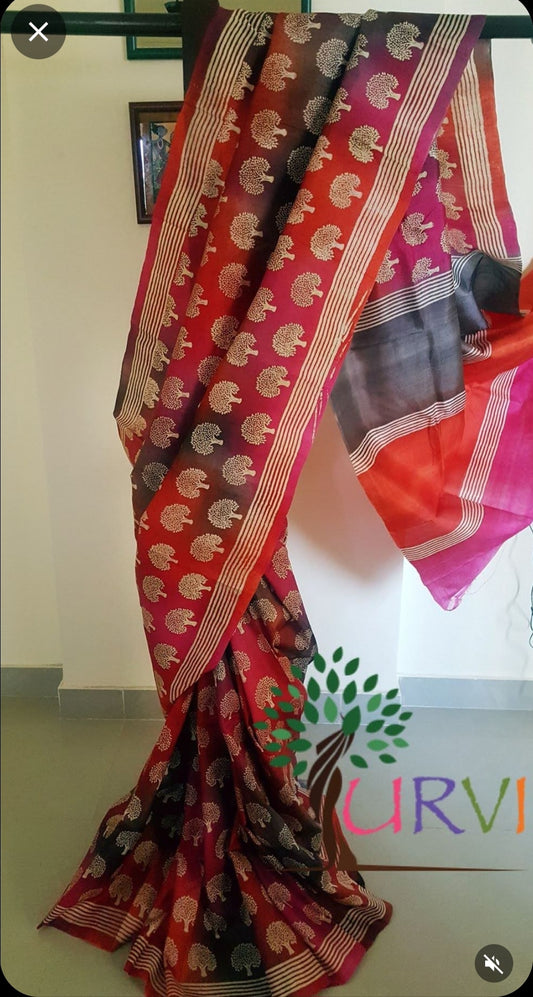 Printed pure silk