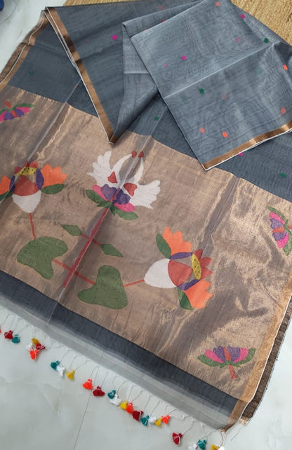 Handspun resham silk saree