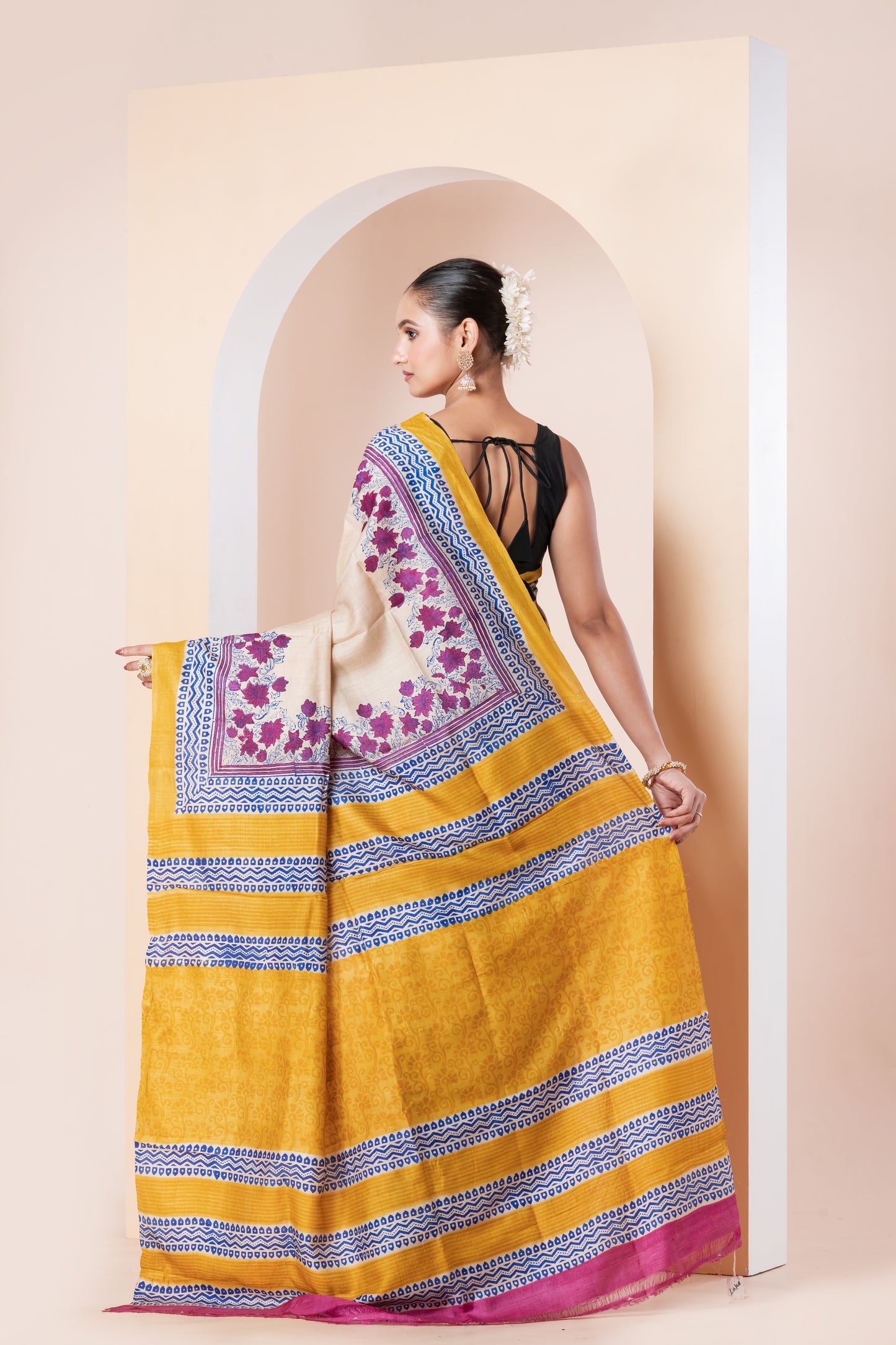 Half n half Tussar silk saree