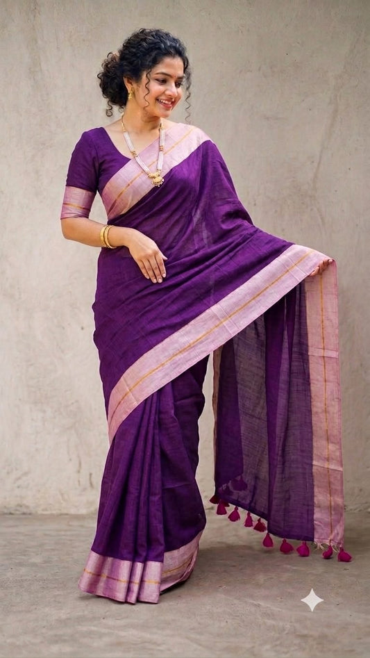 Royal Purple Super Fine Mul Cotton Saree