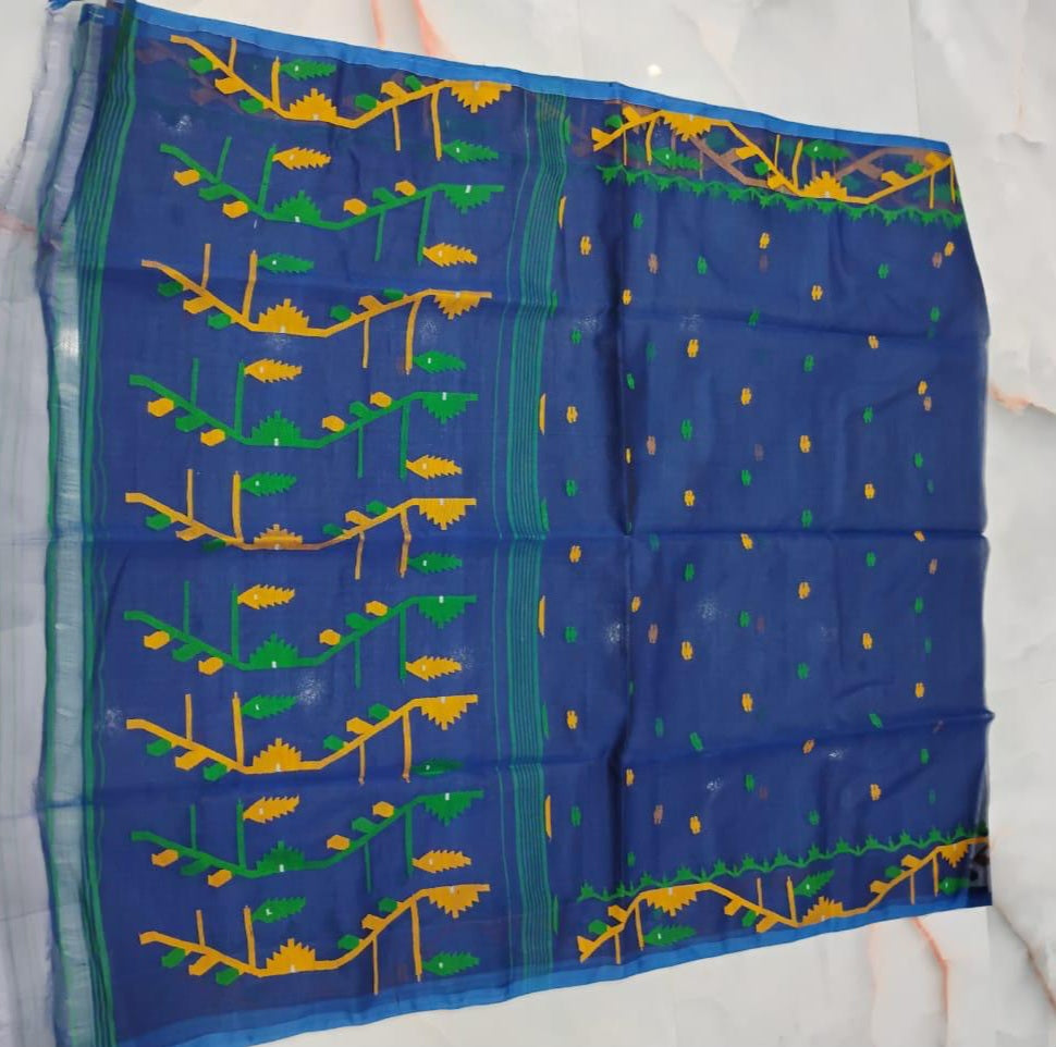 Navyblue jamdani pure Resham Silk