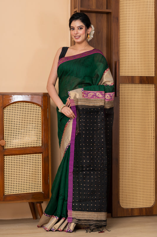 Dark green Pure Ghicha Silk