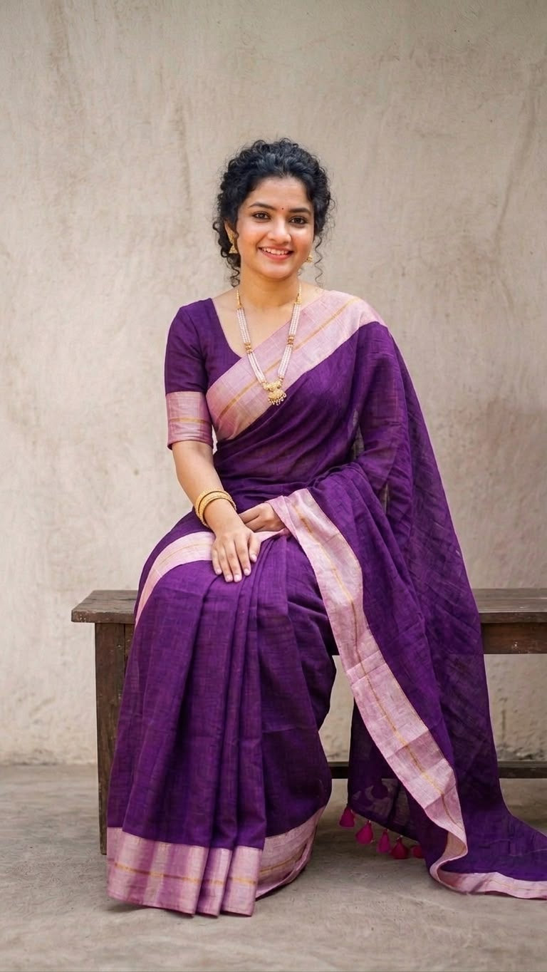 Royal Purple Super Fine Mul Cotton Saree