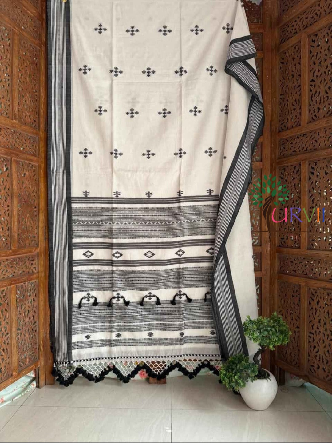 Handspun bhujoudi cotton saree