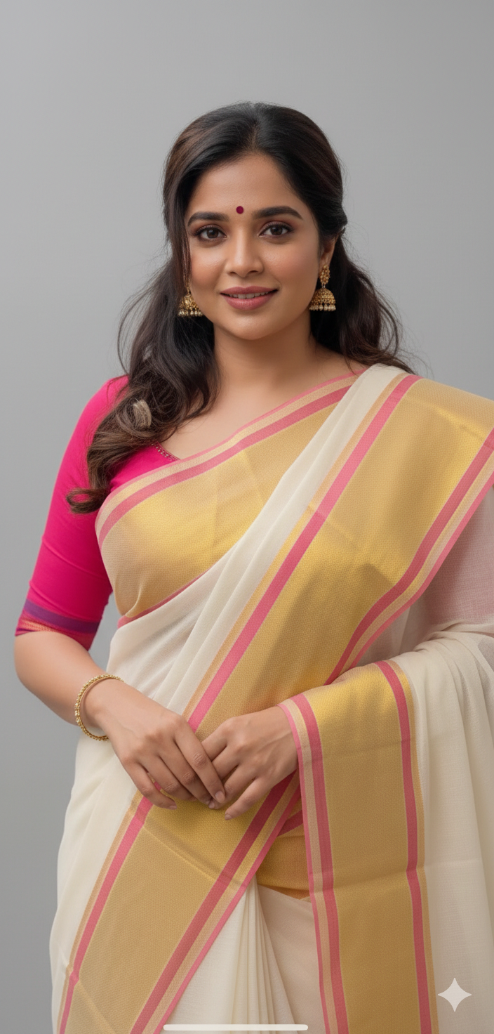 White mulmul cotton saree