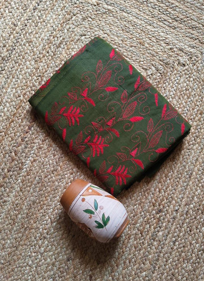 Kantha stitched charkha khadi saree