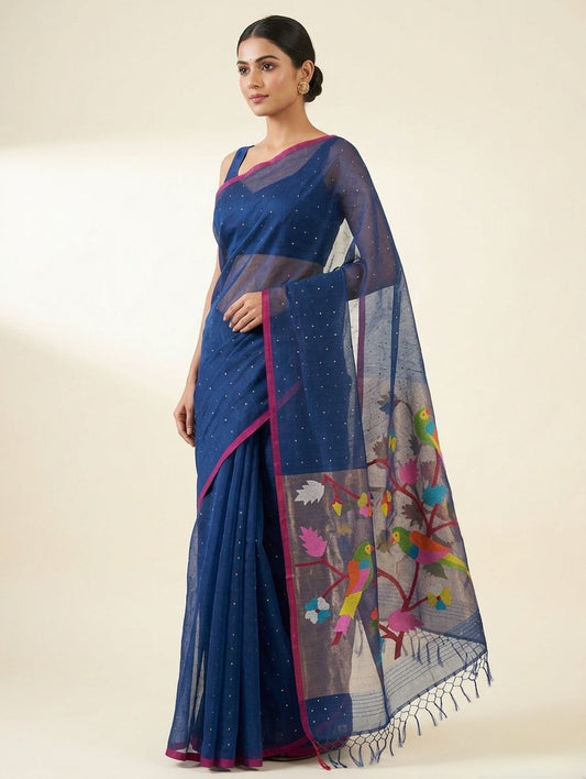 Handspun resham mulberry silk saree