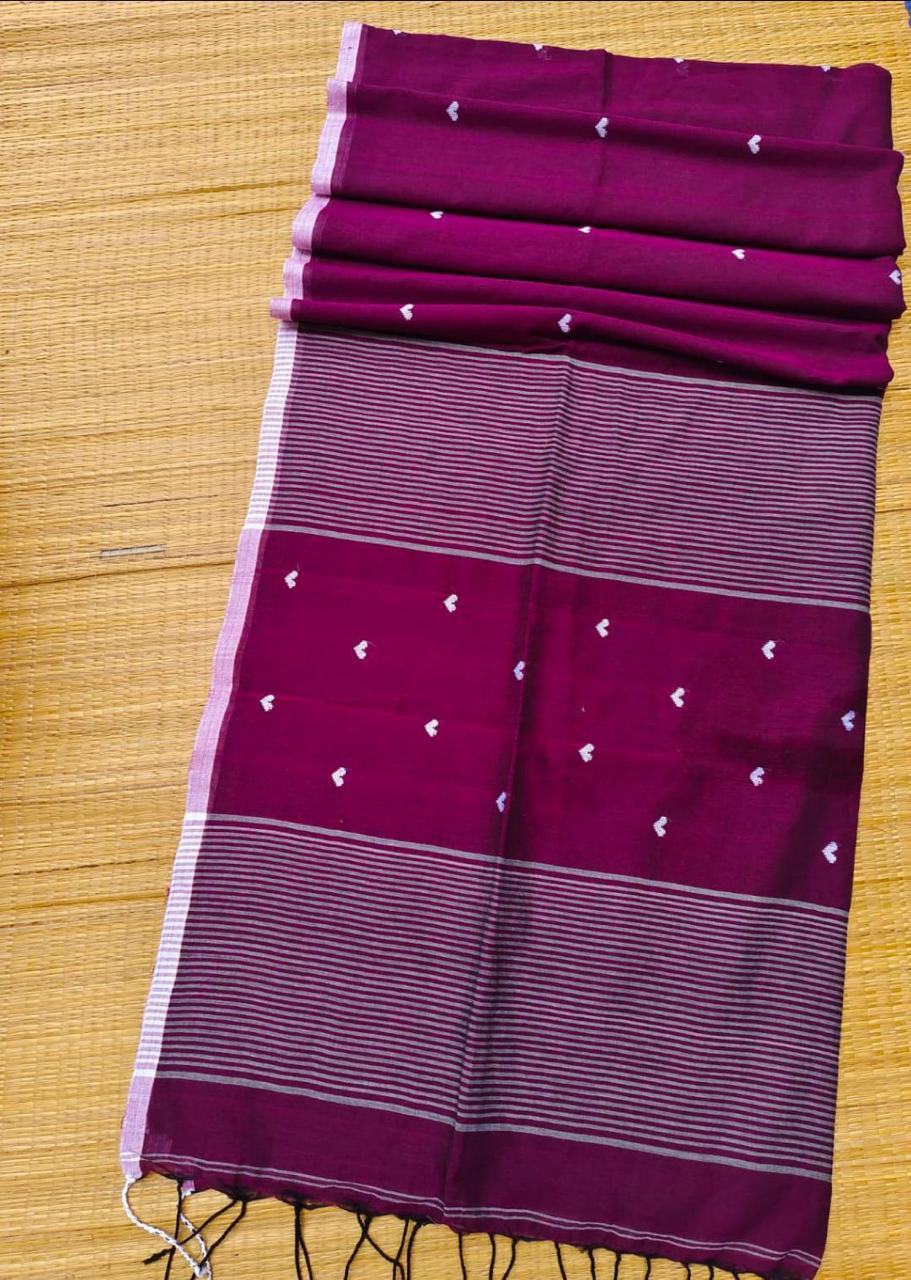 Wine color handspun cotton saree