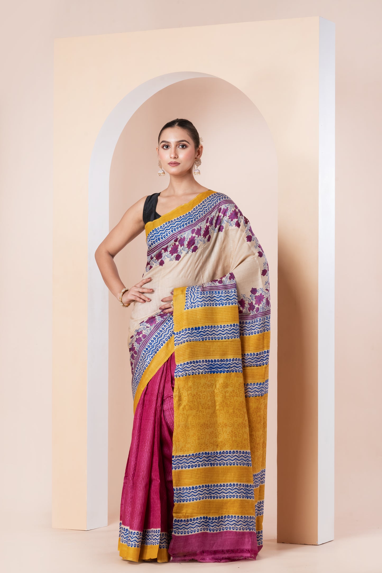 Half n half Tussar silk saree