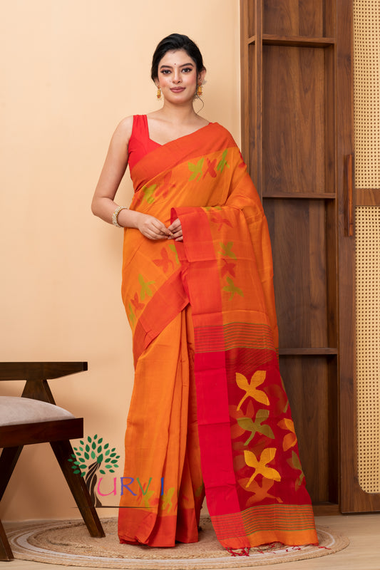 Jasmine Motif Silk Cotton Saree
