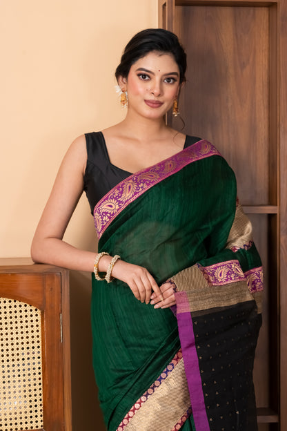 Dark green Pure Ghicha Silk