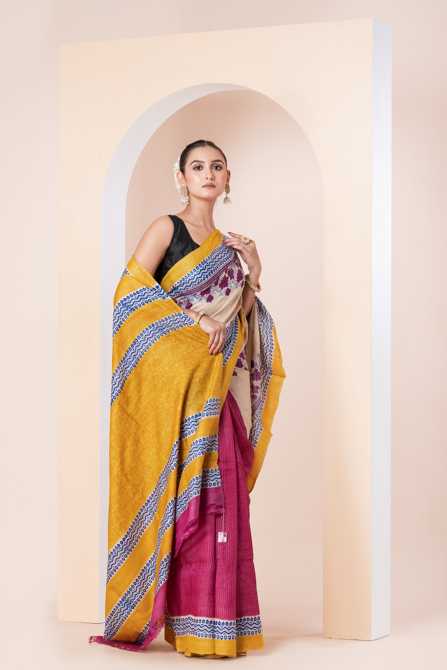 Half n half Tussar silk saree