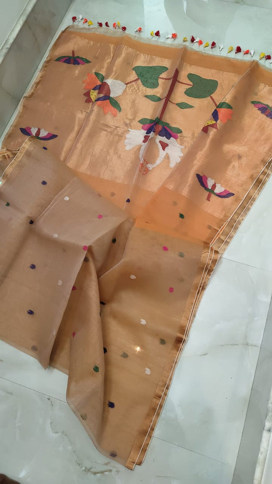Handspun resham silk saree